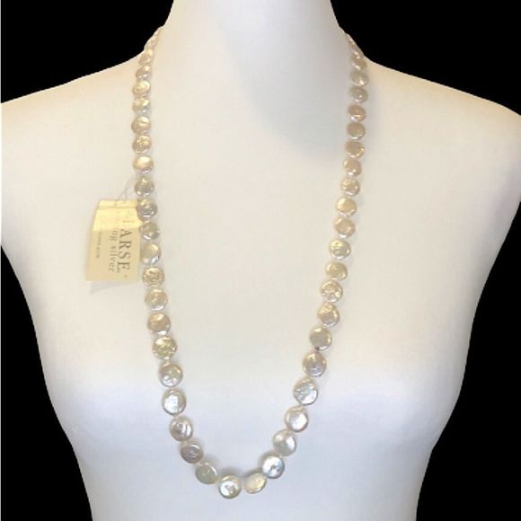 BARSE Genuine Single Strand Continuous Pearl Coin Necklace NWT - Picture 4 of 10